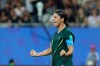 Australia's Sam Kerr celebrates after scoring her side's fourth goal during the Women's World Cup Group C soccer match between Jamaica and Australia at Stade des Alpes stadium in Grenoble, France, Tuesday, June 18, 2019. (AP Photo/Laurent Cipriani)