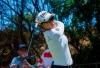 Minjee Lee watches her shot from the fifth tee during the third round of the LPGA Tour's Lotte Championship golf tournament Friday, April 19, 2019, in Kapolei, Hawaii. (Craig T. Kojima/Honolulu Star-Advertiser via AP)