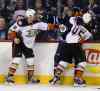 TREVOR HAGAN/WINNIPEG FREE PRESS
Anaheim Ducks Clayton Stoner (3) and Sami Vatanen (45) fight with Winnipeg Jets' Evander Kane (9) during second period NHL hockey action in Winnipeg Sunday. Kane would be given a game misconduct.