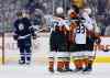 John Woods / THE CANADIAN PRESS FILES
The Anaheim Ducks celebrate a second-period power-play goal off the stick of Jakob Silfverberg (33) Saturday at the MTS Centre. The Ducks also had two five-on-three advantages they failed to convert.