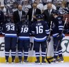 Trevor Hagan / The Canadian Press 
Winnipeg Jets head coach Paul Maurice instructs the team during a timeout while playing against the Anaheim Ducks during the third period of Game 3.