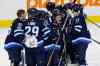 CP
John Woods / The Canadian Press
Winnipeg Jets' Nikolaj Ehlers, centre, and his teammates celebrate after defeating the Philadelphia Flyers in a shootout in NHL action in Winnipeg on Thursday.