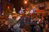 david lipnowski / the canadian press
Colton Smith is hoisted into the air by fans celebrating the Winnipeg Jets clinching an NHL playoff spot Thursday night.