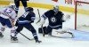 Trevor Hagan / THE CANADIAN PRESS
Winnipeg Jets goaltender Ondrej Pavelec (31) deflects a shot wide of the net with Edmonton Oilers' Anton Slepyshev (42) and Jets' Toby Enstrom (39) in front of the net during first period pre-season NHL hockey action in Winnipeg Friday.