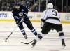 Trevor Hagan / the canadian press
Winnipeg's Blake Wheeler tries to stickhandle around L.A.'s Brayden McNabb.