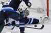 John Woods / The Canadian Press
Winnipeg Jets' goaltender Al Montoya stretches to stop a shot from Minnesota Wild's Charlie Coyle Friday at the MTS Centre. He will get the start Sunday in Denver when the Jets face off against the Colorado Avalanche.