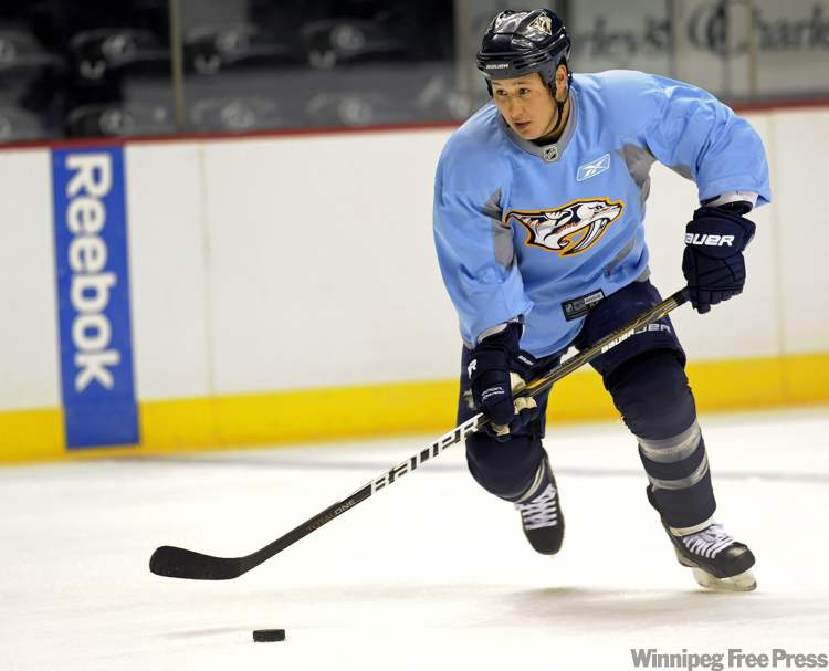 Sanford Myers/ The Associated Press archives
Nashville Predators right wing Jordin Tootoo practises on Jan. 31, 2011, in Nashville, Tenn.