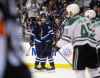 TREVOR HAGAN / THE CANADIAN PRESS
Winnipeg Jets' Ben Chiarot (7) and Tyler Myers (57) celebrate after Myers scored against the Dallas Stars during second period NHL hockey action in Winnipeg, Sunday, January 6, 2019.