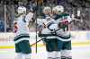 JOHN WOODS / THE CANADIAN PRESS
Minnesota Wild's Matt Hendricks (15), Nate Prosser (39), Matt Bartkowski (44) and Marcus Foligno (17) celebrate Bartkowski's goal against the Winnipeg Jets during first period NHL action in Winnipeg on Saturday, December 29, 2018.