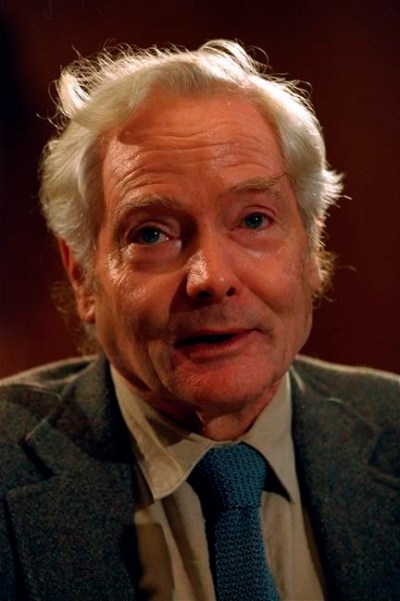 FILE - In this Sept. 29, 1994 file photo, poet W.S. Merwin is recognized by the Academy of American Poets after winning the Tanning Prize in Washington. Merwin, a prolific and versatile master of modern poetry who evolved through a wide range of styles as he celebrated nature, condemned war and industrialism and reached for the elusive past, died on Friday, March 15, 2019 at his home in Hawaii. A Pulitzer Prize winner and former U.S. poet laureate, Merwin completed more than 20 books and ranked high in the pantheon for decades, from early works inspired by myths and legends to late meditations on age and time. (AP Photo, File)