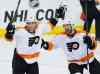 JOHN WOODS / WINNIPEG FREE PRESS
The Philadelphia Flyers’ Jakub Voracek (left) and Nicklas Grossmann celebrate Voracek’s game-winning goal 10 seconds into overtime.