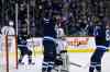 JOHN WOODS / WINNIPEG FREE PRESS
Winnipeg Jets' Andrew Ladd, Bryan Little and Michael Frolik celebrate Ladd's goal against Los Angeles Kings goaltender Jonathan Quick during the second period on Sunday.