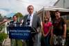 Hadas Parush / Winnipeg Free Press
Conservative Leader Hugh McFayden at the home of Hartley Macklin, a homeowner in Winnipeg. McFayden announced his proposal for a home-renovation tax credit.