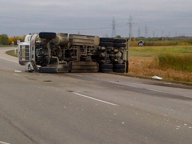 Submitted photo
A semi rolled over into the ditch on Highway 59 Wednesday afternoon. No injuries have been reported.