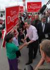 PHIL.HOSSACK@FREEPRESS.MB.CA
Liberal Leader Michael Ignatieff greets young supporters at a rally in Winnipeg on Tuesday evening. It's likely his last visit to Manitoba during the election campaign. He hopes to boost his party's standings after Monday's vote. They had two of Manitoba's 14 seats when Parliament was dissolved last month.