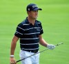 Justin Thomas reacts to his fairway shot on the 17th hole during the first round of the BMW Championship golf tournament at Medinah Country Club, Thursday, Aug. 15, 2019, in Medinah, Ill. (John Starks/Daily Herald via AP)