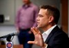 Chicago Cubs president of baseball operations Theo Epstein gives a closing news conference for the season at Wrigley Field, Monday, Sept. 30, 2019, in Chicago. (Kevin Tanaka/Chicago Sun-Times via AP)