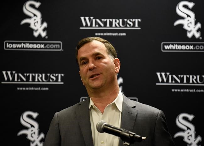 Chicago White Sox senior vice president and general manager Rick Hahn responds to a question during the baseball team's convention Friday, Jan. 25, 2019, in Chicago. (AP Photo/David Banks)