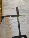 An angry Russ Wyatt tapes his 20 rejected amendments to the pedestrian-and-cycling strategy on Mayor Brian Bowman's door Wednesday (Kristin Annable / Winnipeg Free Press)