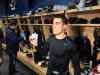 Mike Sawatzky / Winnipeg Free Press
Brandon Tanev shows off the three pucks he put in the net as he notched his first-ever NHL hat trick Tuesday against Boston.