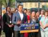 LARRY KUSCH / WINNIPEG FREE PRESS
Manitoba NDP Leader Wab Kinew, surrounded by nurses at a park across from St. Boniface Hospital, announced he would pass legislation to ban mandatory overtime for nurses.