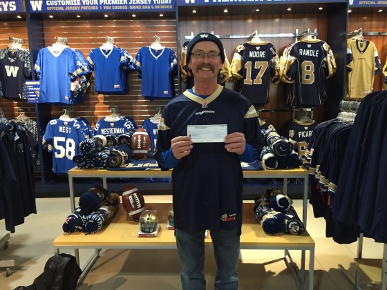 Winnipeg Blue BombersCharles Ritchot came forward with the winning ticket for a prize of $178,748.