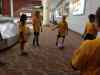 Carol Sanders / Winnipeg Free Press
Charleswood Under 10 girls practice drills waiting for the Aussie team at Richardson International Airport.