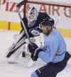 WAYNE GLOWACKI / WINNIPEG FREE PRESS
Winnipeg Jets left winger Evander Kane takes part in the team's practice Wednesday at the MTS Centre after being out with an injury.