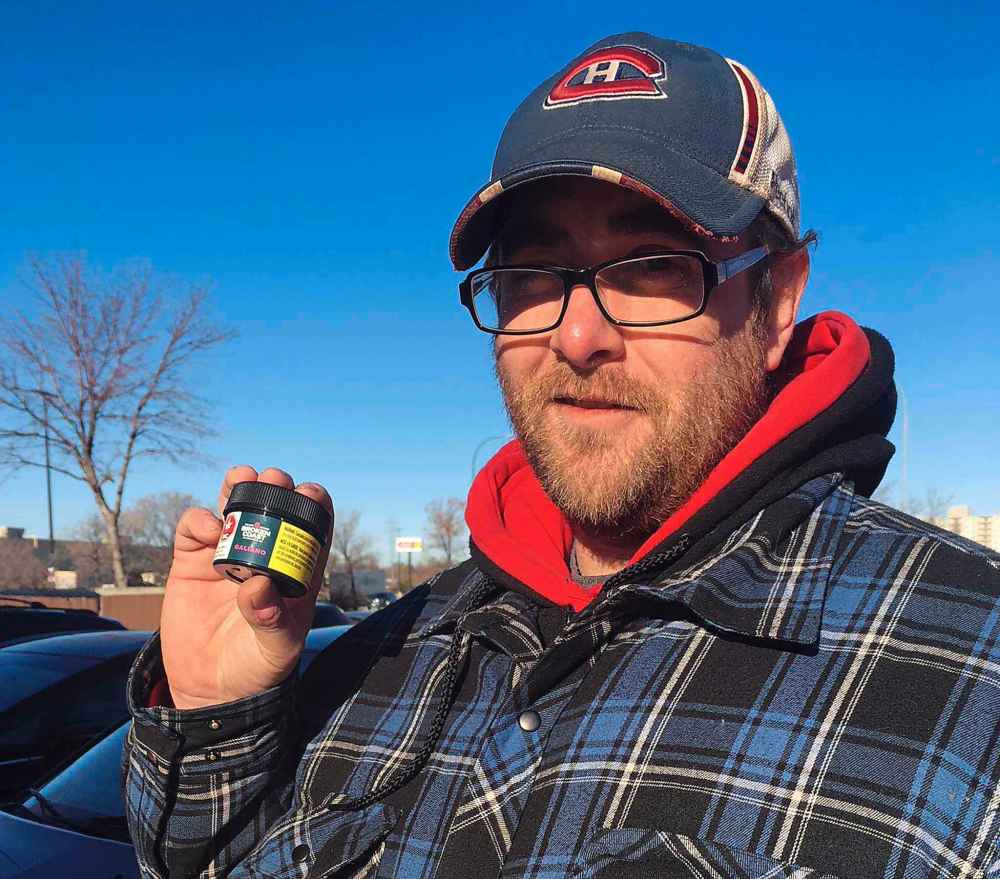 Delta 9's first customer Matthew Dahl has the day off work. (Carol Sanders / Winnipeg Free Press)