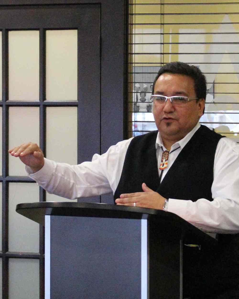 David Harper, Grand Chief of the chief of the MKO (Manitoba Keewatinowi Okimakanak) representing northern first nations, shown at a news conference in Norway House in January.