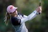 Paula Creamer hits to the sixth green during the first round of the Indy Women in Tech Championship golf tournament, Thursday, Sept. 26, 2019, in Indianapolis. (AP Photo/Darron Cummings)
