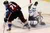 BARRY GUTIERREZ / THE ASSOCIATED PRESS
Winnipeg Jets centre Jim Slater is called for interfering with the goalie while Colorado Avalanche right-winger Marc-Andre Cliche clears the puck during the first period of an NHL game at Pepsi Center in Denver, Colo., Monday.