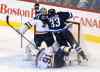 TREVOR HAGAN / WINNIPEG FREE PRESS
Winnipeg Jets power forward Dustin Byfuglien and the St. Louis Blues' Vladimir Tarasenko crash into Blues goalie Jake Allen during third period NHL action at the MTS Centre Sunday.