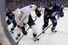 JOHN WOODS / WINNIPEG FREE PRESS
Winnipeg Jets Evander Kane (left) and Mark Scheifele pressure Anaheim's Ben Lovejoy in the corner on Sunday night at the MTS Centre.