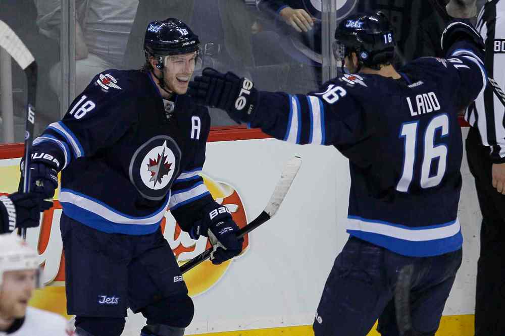 John Woods / Winnipeg Free Press
Andrew Ladd was one of a handful of Jets who was solid. Ladd finished with a goal and an assist on six shots on goal, and three hits