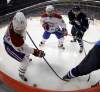 TREVOR HAGAN / WINNIPEG FREE PRESS
Montreal Canadiens' Brendan Gallagher (11) and David Desharnais (51) battle with Winnipeg Jets' Andrew Ladd (16) and Mark Stuart (5) in the corner during the first period of NHL action at the MTS Centre in Winnipeg, Thursday.