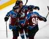 (AP Photo/David Zalubowski)
Colorado Avalanche's Mikko Rantanen, right, Nathan MacKinnon, left, and Gabriel Landeskog, centre, are the hottest line in hockey right now.