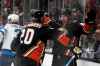 (AP Photo/Alex Gallardo)
Anaheim Ducks centre Derek Grant, right, celebrates his goal with left wing Nicolas Deslauriers (20) against the Winnipeg Jets in the second period in Anaheim, Tuesday.