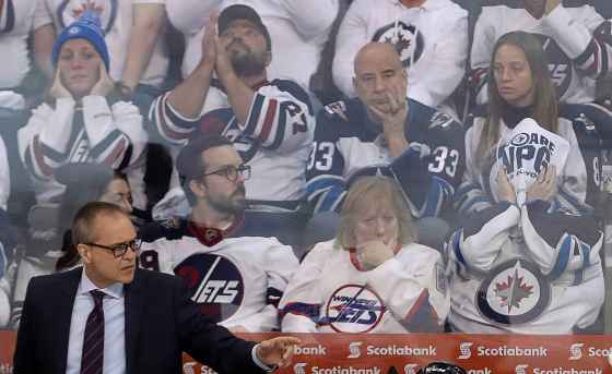 TREVOR HAGAN / WINNIPEG FREE PRESS FILESWinnipeg Jets fans have trouble hiding their disappointment during a loss to the St. Louis Blues during last season's playoffs.