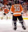 Tom Mihalek / the associated press
Philadelphia Flyers goalie Ilya Bryzgalov skates out to the net to replace Sergie Bobrovsky during the second period of Thursday's high-scoring affair against the Jets.