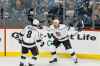 JOHN WOODS / WINNIPEG FREE PRESS
Los Angeles Kings' Ilya Kovalchuk and Drew Doughty celebrate Kovalchuk's goal during the first period against the Winnipeg Jets in Winnipeg on Tuesday. The goal is Kovalchuk's first since returning to the NHL after spending the last five seasons playing in the KHL.