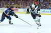 (AP Photo/Scott Kane)
Jets right wing Patrik Laine takes a shot on goal while being pursued by St. Louis Blues defenceman Vince Dunn during the first period Thursday.