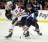 THE CANADIAN PRESS/Trevor Hagan
Winnipeg Jets' Patrik Laine dekes Edmonton Oilers' Darnell Nurse the last time their two clubs met in October.