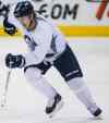 Melissa Tait / Winnipeg Free Press
Bryan Little skates at practice at the MTS Centre Thursday morning.