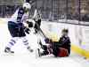Paul Vernon / The Associated Press
Winnipeg Jets' Dustin Byfuglien, left, knocks Columbus Blue Jackets' Nick Foligno to the ice during the second period of an NHL hockey game in Columbus, Ohio, Saturday.