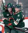CP
Minnesota Wild center Victor Rask (49), of Sweden, and left wing Kevin Fiala (22), of Switzerland, celebrate a goal against the Winnipeg Jets by Rask during the first period of an NHL hockey game, Tuesday, April 2, 2019, in St. Paul, Minn. (AP Photo/Hannah Foslien)