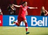 Canada's Christine Sinclair celebrates her game-winning stoppage-time penalty shot goal against China during FIFA Women's World Cup soccer action in Edmonton, Alta., Saturday, June 6, 2015.THE CANADIAN PRESS/Jeff McIntosh