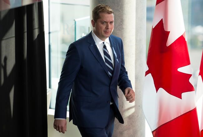 Conservative leader Andrew Scheer arrives for a morning announcement in Toronto Tuesday, October 1, 2019. THE CANADIAN PRESS/Jonathan Hayward