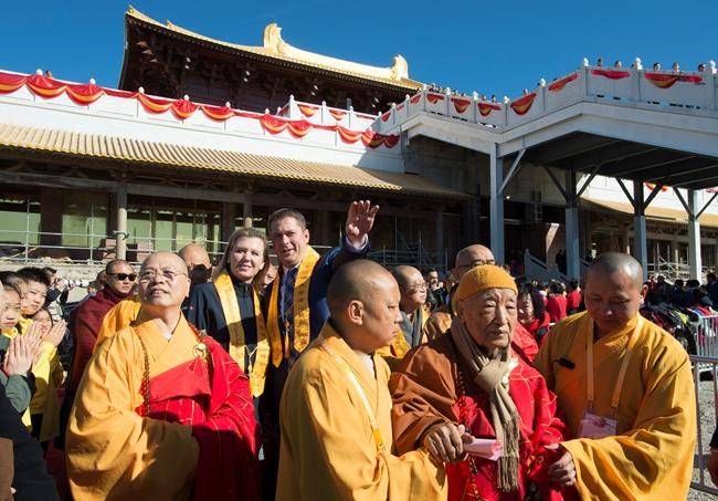 Conservative Leader Andrew Scheer and his wife Jill attends the opening of a Buddhist Temple in Bethany, Ont., on Saturday, October 5, 2019. THE CANADIAN PRESS/Jonathan Hayward