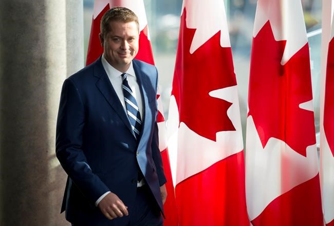 Conservative leader Andrew Scheer arrives for a morning announcement in Toronto Tuesday, October 1, 2019. THE CANADIAN PRESS/Jonathan Hayward
